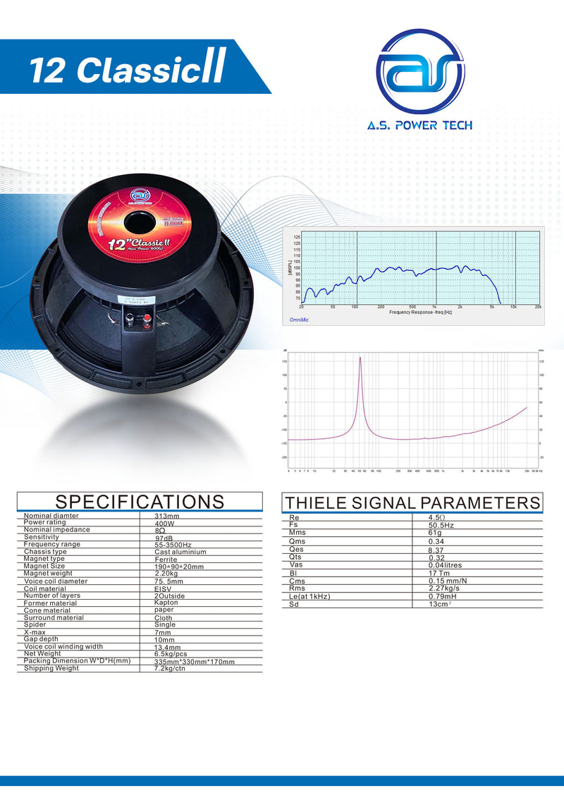 ดอกเสียงกลาง 12" AS. POWER TECH รุ่น 12" Classic (ราคา/ดอก)