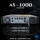 เพาเวอร์แอมป์ 2 CH มีครอสในตัว ! A.S. POWER TECH รุ่น AS - 1000 *ราคาไม่รวมค่าส่ง*