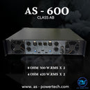 เพาเวอร์แอมป์ 2 CH มีครอสในตัว ! A.S. POWER TECH รุ่น AS - 600 *ราคาไม่รวมค่าส่ง*