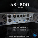 เพาเวอร์แอมป์ 2 CH มีครอสในตัว ! A.S. POWER TECH รุ่น AS - 800 *ราคาไม่รวมค่าส่ง*